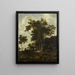 Landscape painting with a lumberjack's shed - Roelant Roghman — framed artwork on a wall