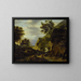 Landscape with Mountainous Scene and Waterfall - Roelant Roghman — framed artwork on a wall