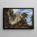Landscape Painting with the Flight into Egypt - Roelant Savery — framed artwork on a wall