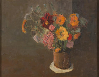 Still life with daisies of Saint Michael in a pot and a mug - Roger Fry — artwork view