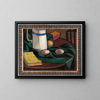 Still life with a jug and eggs - Roger Fry — framed artwork on a wall