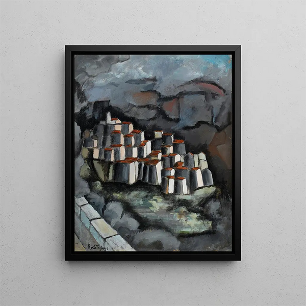 French city painting on a hill - Roger de La Fresnaye — framed artwork on a wall