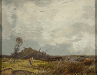 Landscape painting of a countryside with a cabin - Roman Kazimierz Kochanowski — artwork view