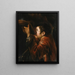 A boy using his hat to drink water from a fountain - School of Rome — framed artwork on a wall