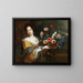 a young woman carrying a basket of flowers - School of Rome — framed artwork on a wall