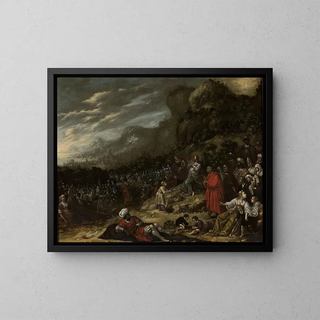 Miracle of the multiplication of loaves - Rombout van Troyen — framed artwork on a wall