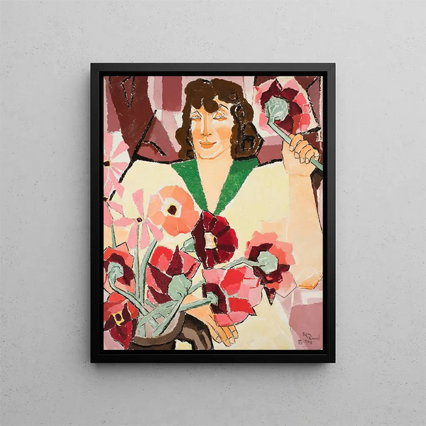 Flower Shop Painting - Romuald Kamil Witkowski — framed artwork on a wall