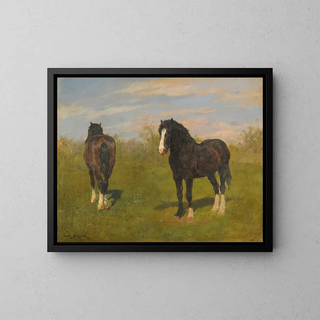 Horses Grazing - Rosa Bonheur — framed artwork on a wall