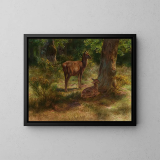 Les cerfs et les fauves dans un bois - Rosa Bonheur — framed artwork on a wall