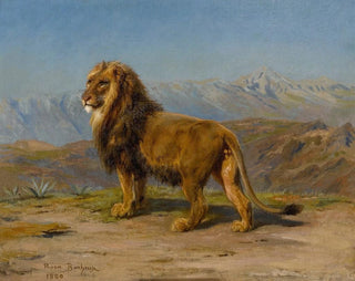 Lion dans un paysage montagneux - Rosa Bonheur — artwork view