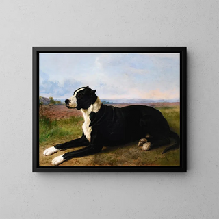 Portrait of a Labrador Mastiff in a Landscape - Rosa Bonheur — framed artwork on a wall