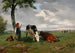 Bergère et deux vaches dans un pré - Rosa Bonheur — artwork view