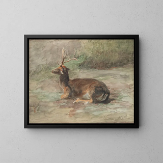 lying deer - Rosa Bonheur — framed artwork on a wall