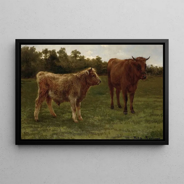 Deux vaches broutant - Rosa Bonheur — framed artwork on a wall