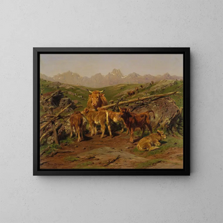 Weaning of calves - Rosa Bonheur — framed artwork on a wall