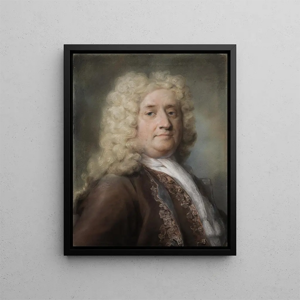 Portrait of a noble - Rosalba Carriera — framed artwork on a wall