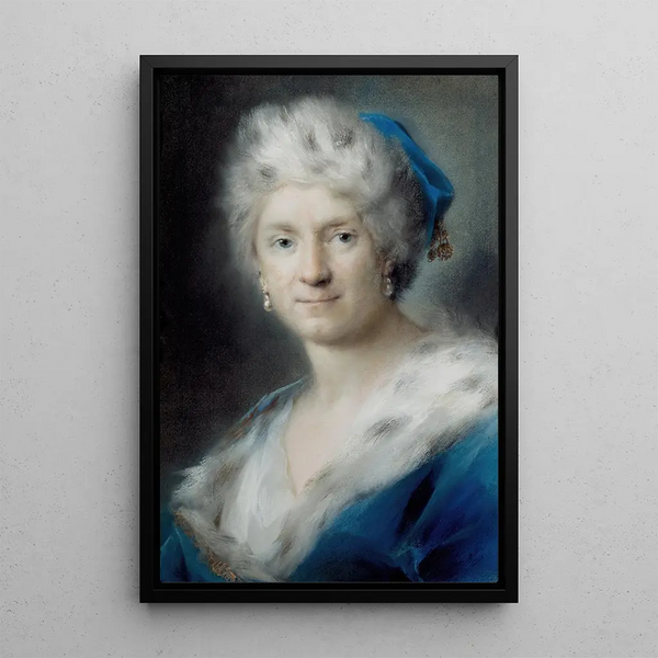 Winter Self-Portrait Painting - Rosalba Carriera — framed artwork on a wall
