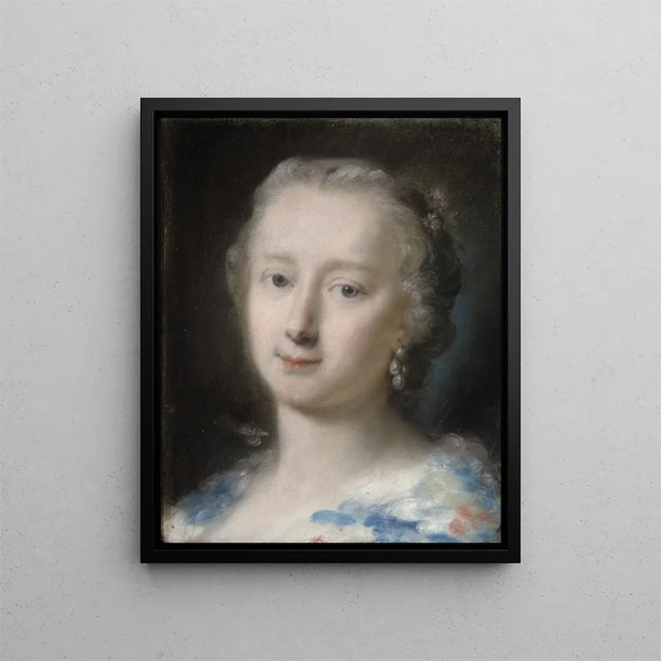 Young woman with flowers in her hair - Rosalba Carriera — framed artwork on a wall