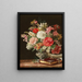 A bouquet of flowers with camellias in a silver vase - Rosalia Amon — framed artwork on a wall