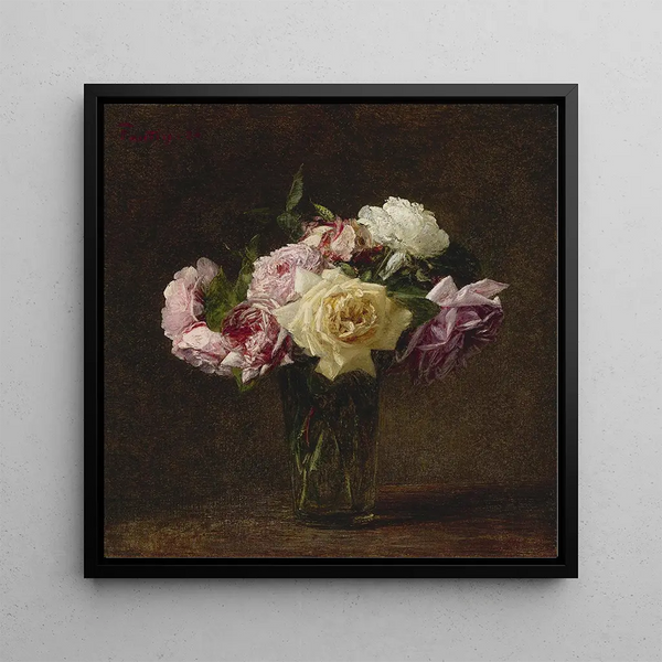Roses - Henri Fantin-Latour — framed artwork on a wall