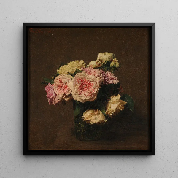 Reproduction of the painting Roses dans un vase de cristal - Henri Fantin-Latour