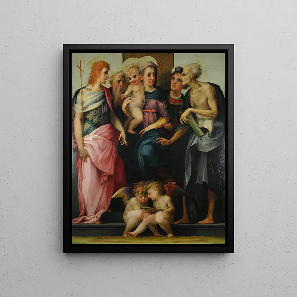 Sacred Conversation with Musician Angels - Rosso Fiorentino — framed artwork on a wall