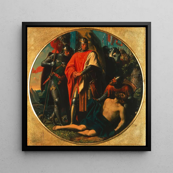 Rudolf I of Habsburg on Ottokar's body at Dürnkrut 1278 - Karl von Blaas — wall display of the artwork