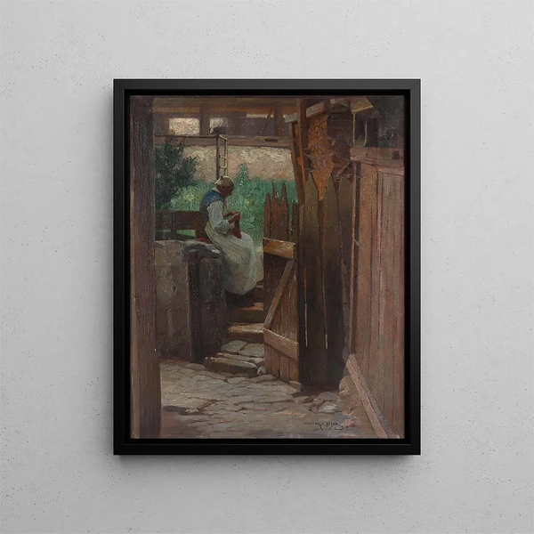 En faisant le ménage - Rudolf Alfred Höger — framed artwork on a wall