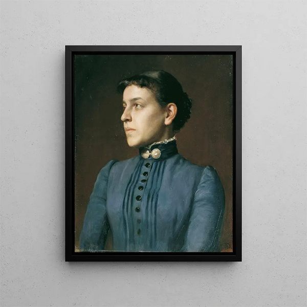 Encounters with a Lady in a Blue Dress - Rudolf Bacher — framed artwork on a wall