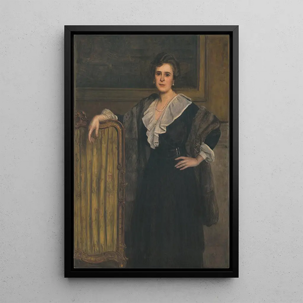 Portrait of a Standing Woman - Rudolf Bacher — framed artwork on a wall