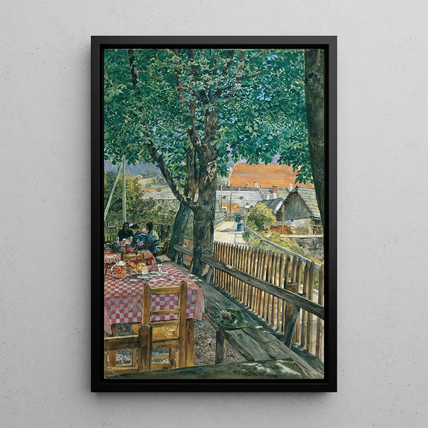 Garden Inn Painting - Rudolf Bernt — framed artwork on a wall