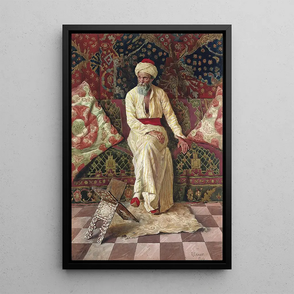 A contemplative old man - Rudolf Ernst — framed artwork on a wall