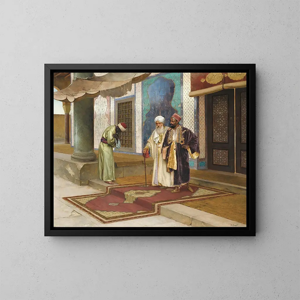 Exit from the Mosque - Rudolf Ernst — framed artwork on a wall
