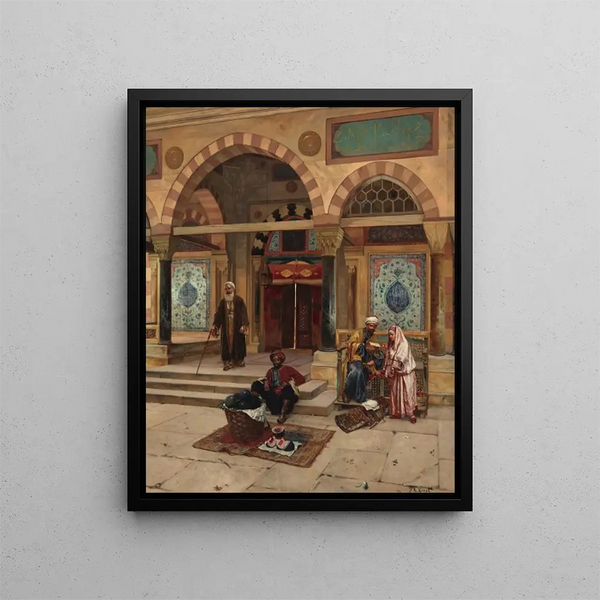 Outside the Mosque - Rudolf Ernst — framed artwork on a wall