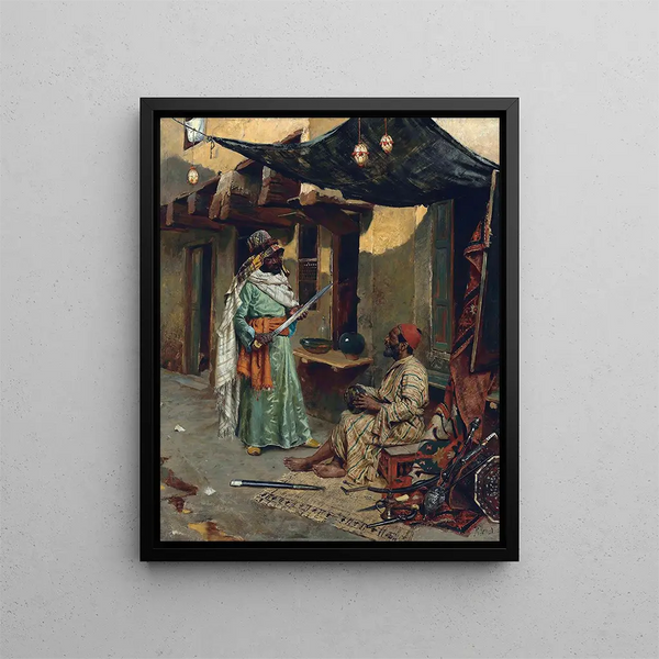 The Arms Dealer - Rudolf Ernst — framed artwork on a wall