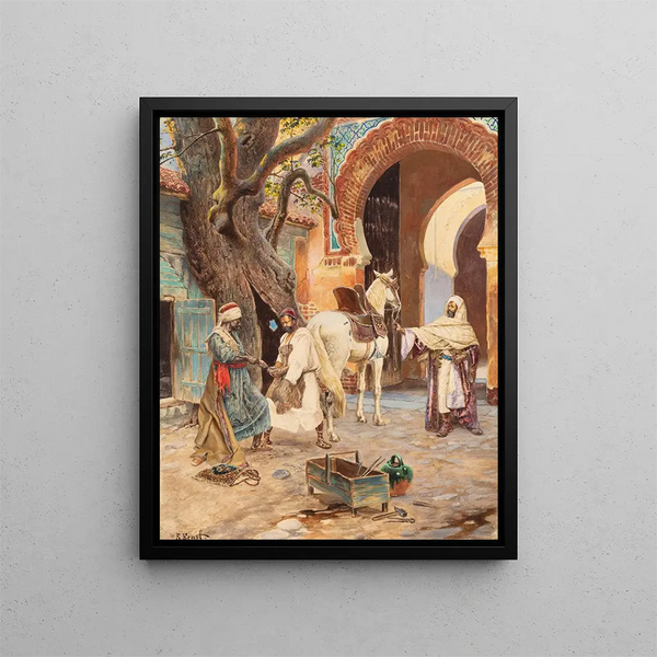 The Farrier - Rudolf Ernst — framed artwork on a wall