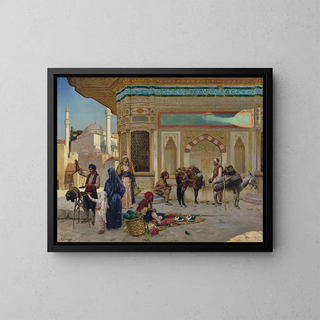 The Fountain of Ahmed III in Istanbul - Rudolf Ernst — framed artwork on a wall