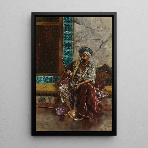 The Hookah Smoker - Rudolf Ernst — framed artwork on a wall