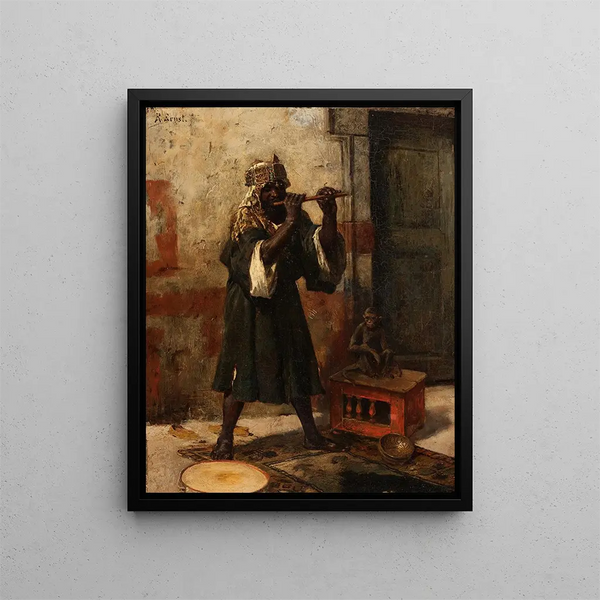 The snake charmer - Rudolf Ernst — framed artwork on a wall