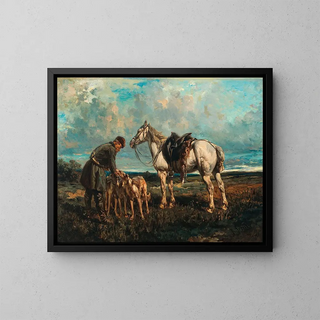Après la chasse - Rudolf Fedorovich Frentz — framed artwork on a wall
