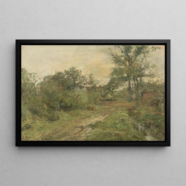 Farm under the Trees - Rudolf Hückner — framed artwork on a wall