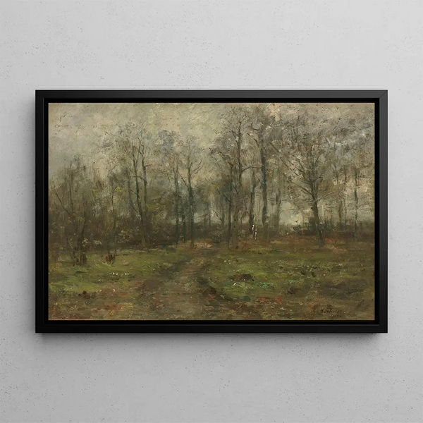 Path in the woods - Rudolf Hückner — framed artwork on a wall