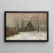 Winter landscape painting with farm - Rudolf Hückner — framed artwork on a wall
