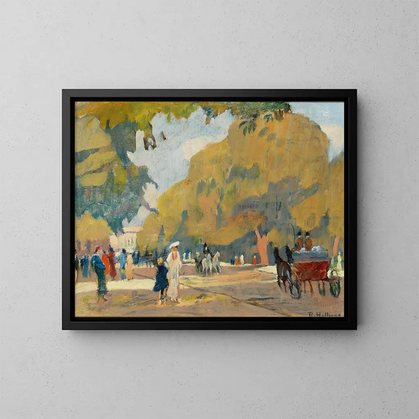 Allée dans le Hyde Park - Rudolf Hellwag — framed artwork on a wall