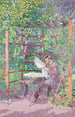 a man reading in a pergola - Rudolf Junk — artwork view