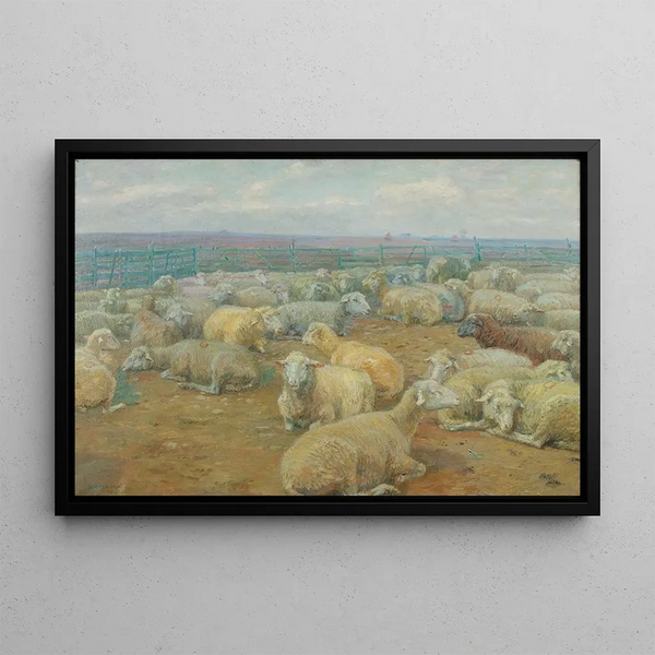 Herd of Sheep - Rudolf Konopa — framed artwork on a wall