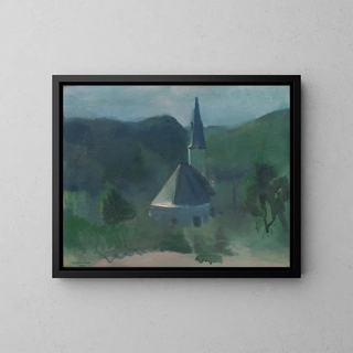 Church near Jasov - Rudolf Kremlička — framed artwork on a wall