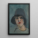 Portrait of a lady with a hat - Rudolf Kremlička — framed artwork on a wall