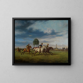 A horse race - Rudolf Kuntz — framed artwork on a wall