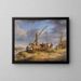 Horses at the watering trough - Rudolf Kuntz — framed artwork on a wall